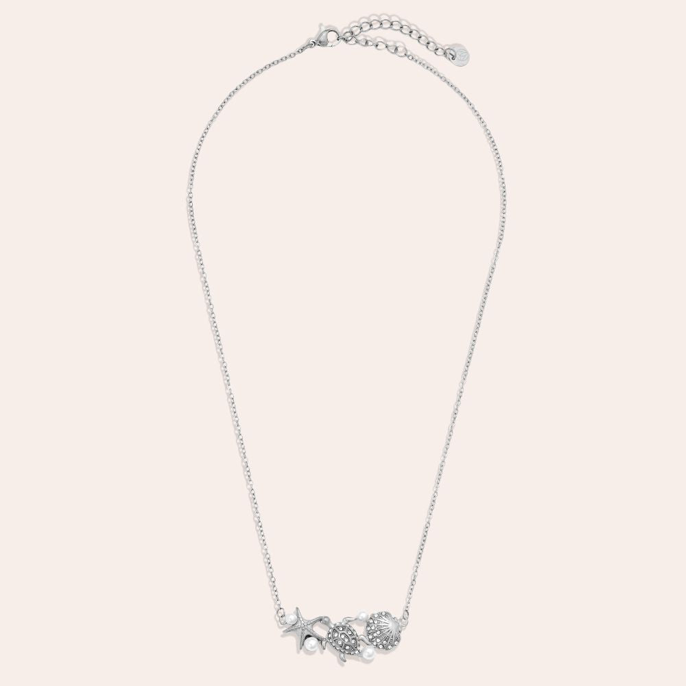 Parel Turtle Necklace 41 cm - Silver