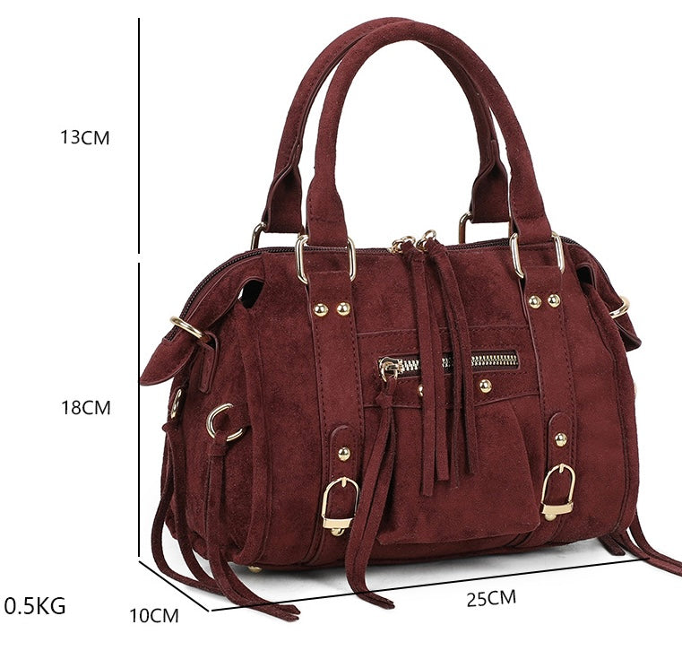 Liv Classic Suède Medium Tas - Burgundy