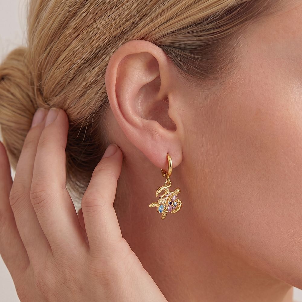 Zirkonia Turtle Earrings - Silver