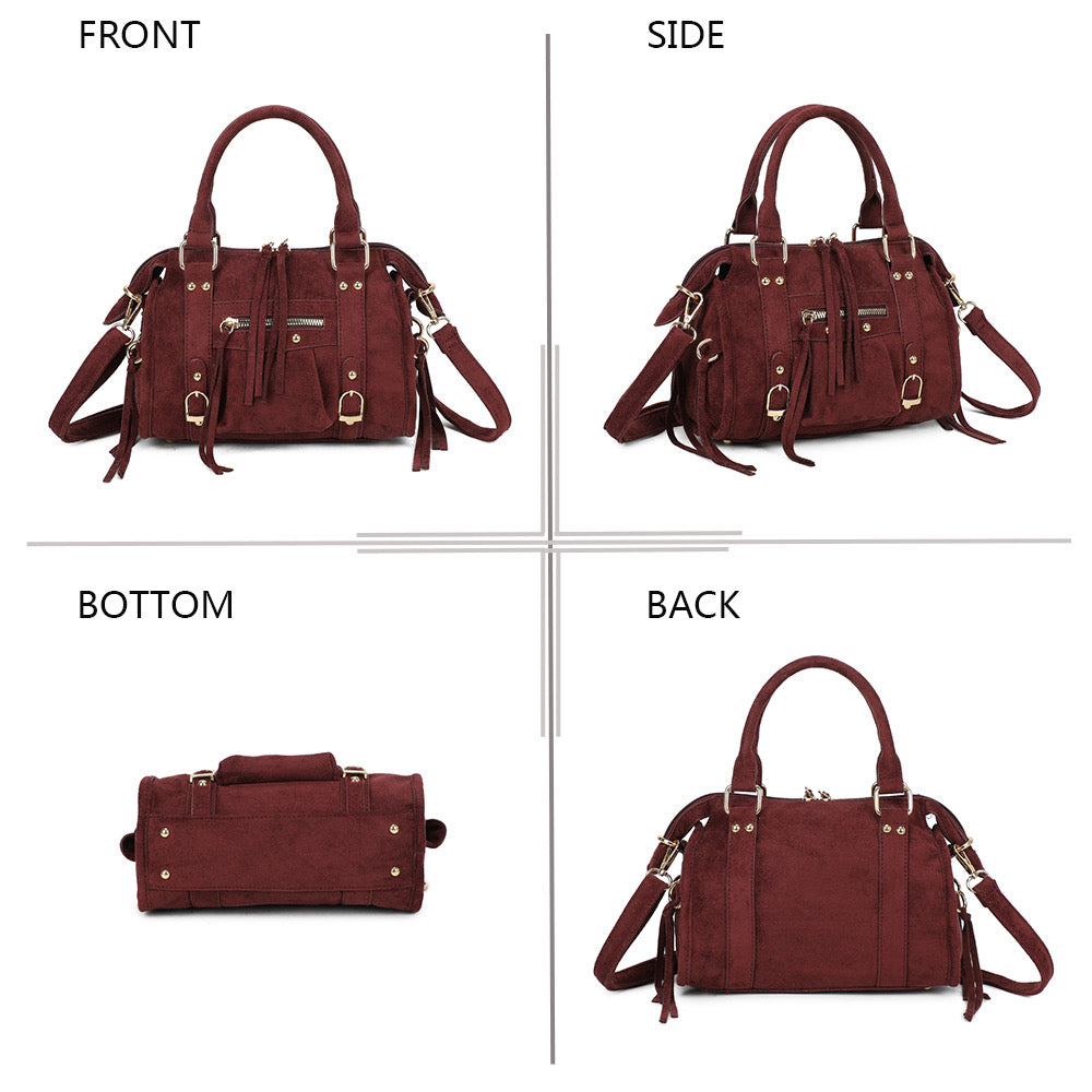 Liv Classic Suède Medium Tas - Burgundy