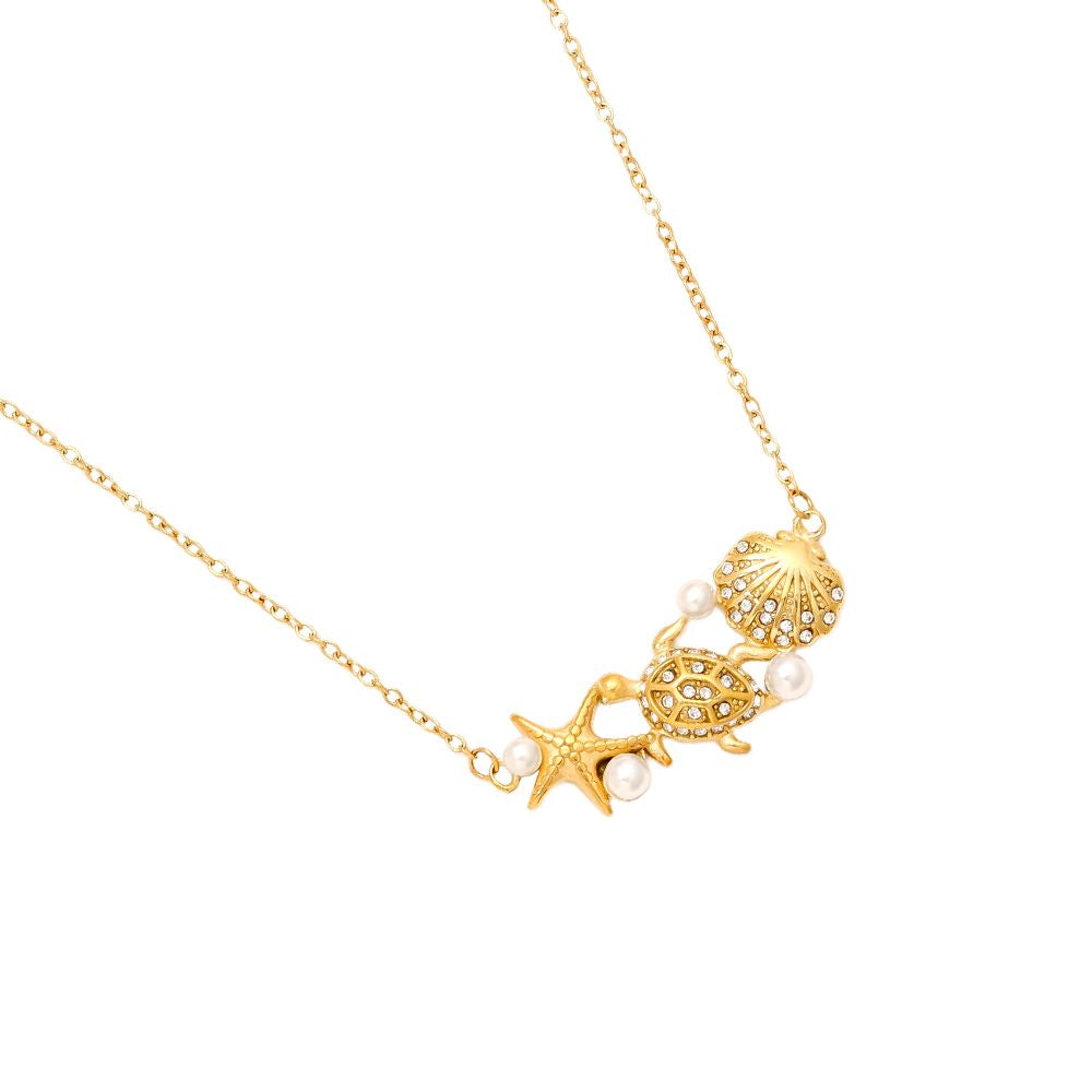 Parel Turtle Necklace 41 cm - Gold