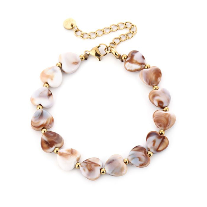 Jade Beige Bracelet - Gold