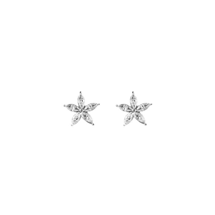 Ear Stud Flower - Silver