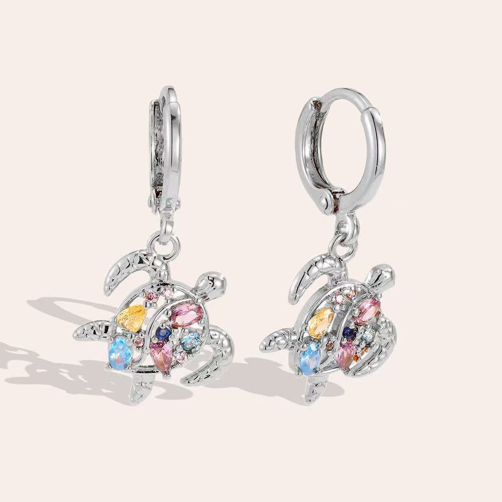 Zirkonia Turtle Earrings - Silver