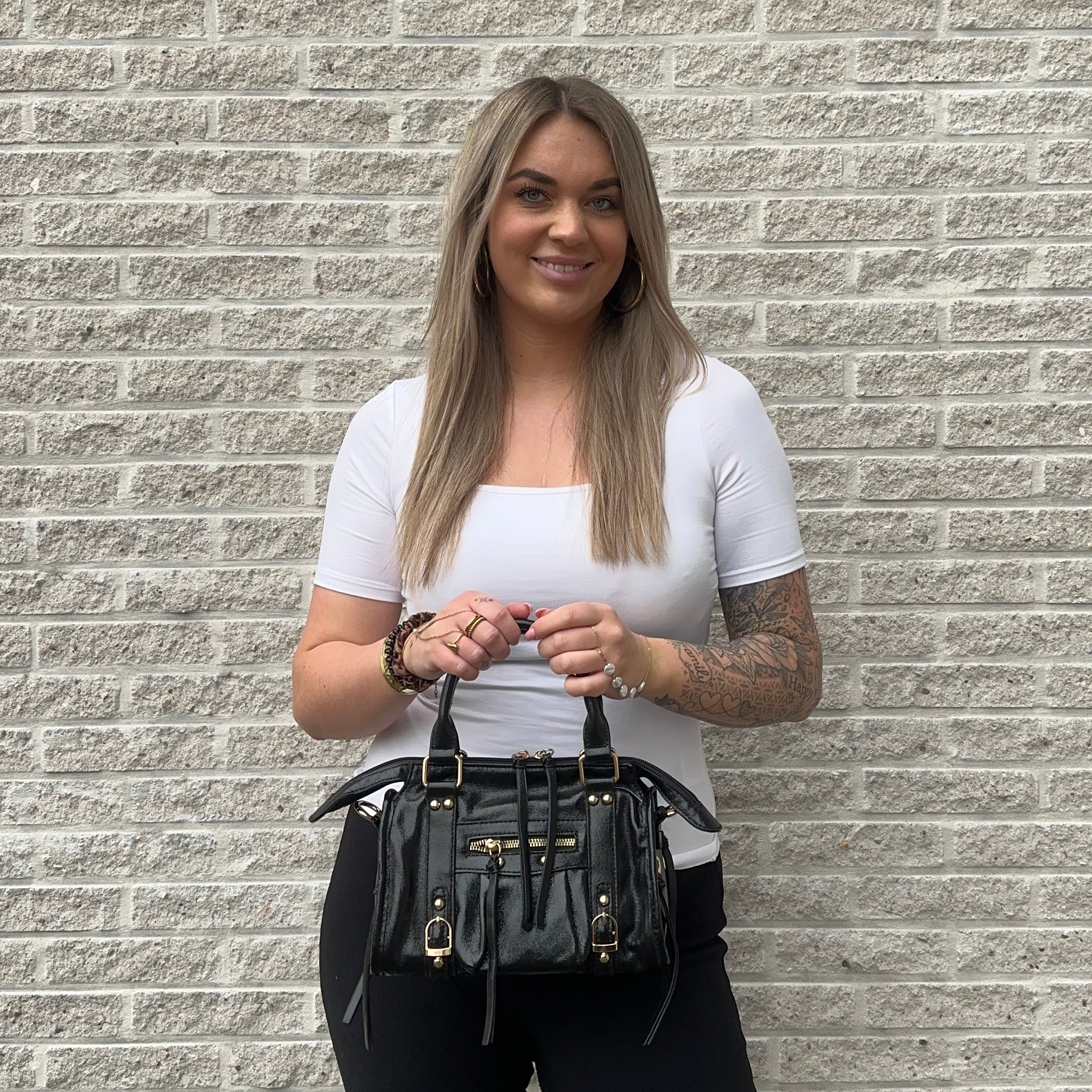 Liv Shiny Medium Tas - Metallic Zwart