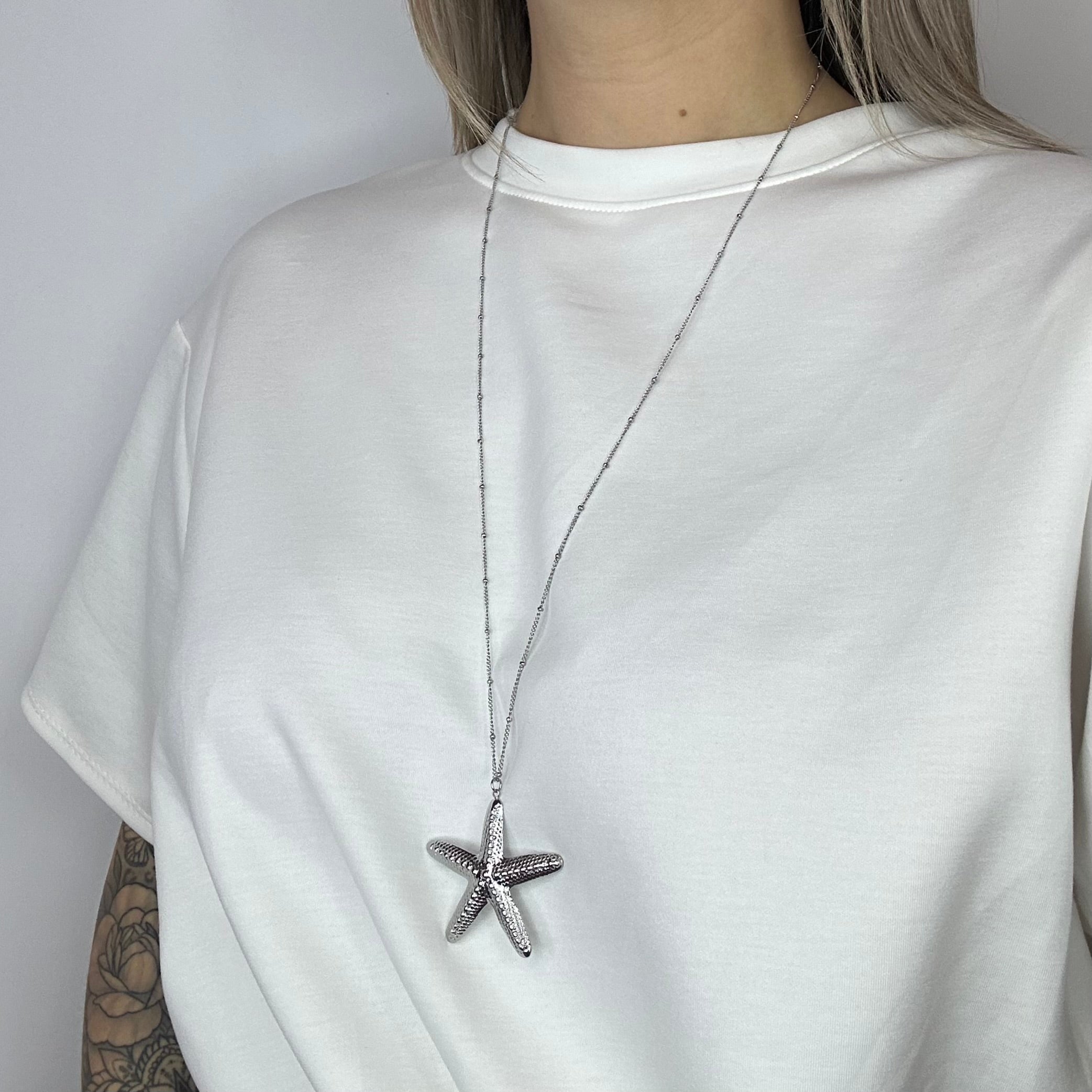 Starfish Necklace 80 cm - Silver