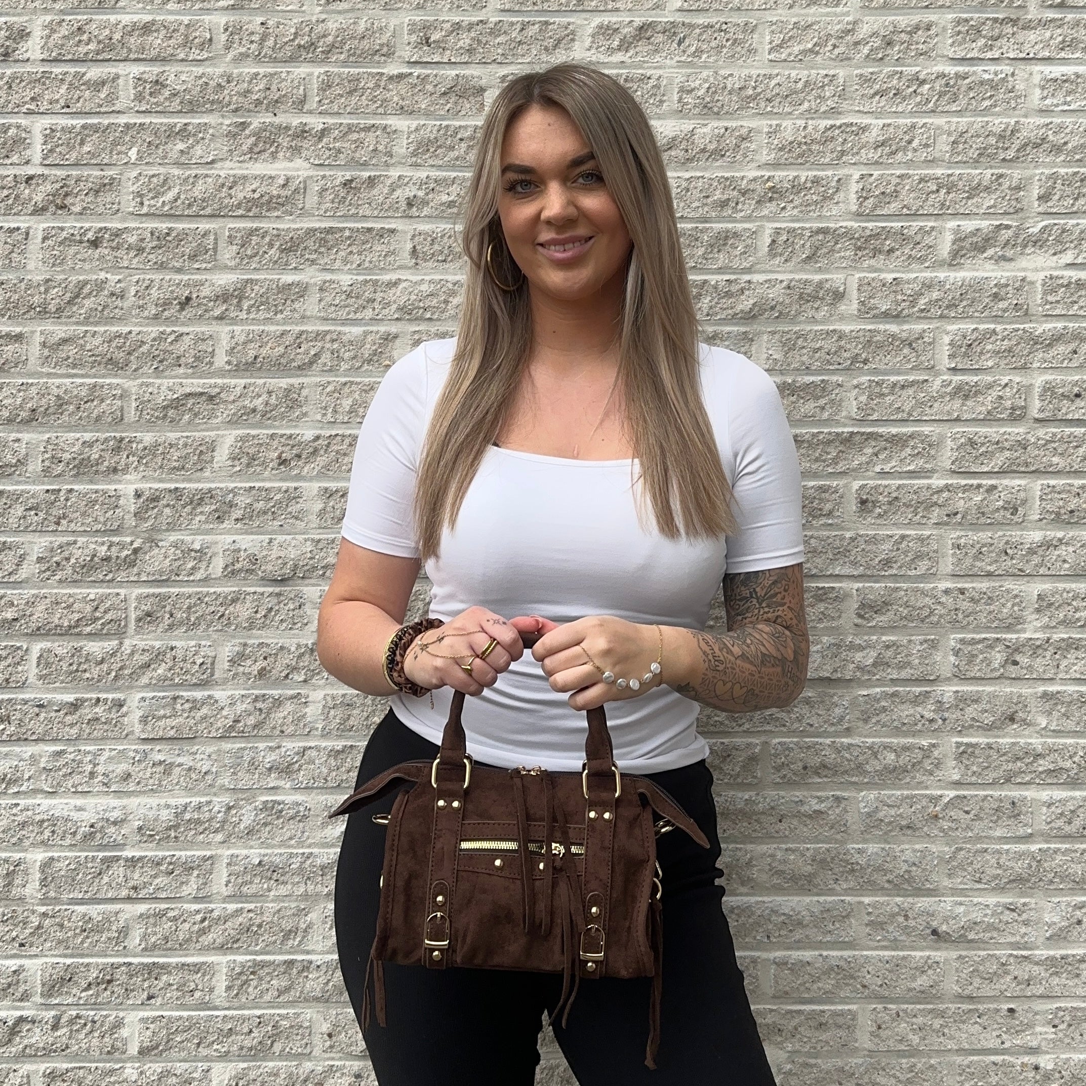 Liv Classic Suède Medium Tas - Koffie Bruin
