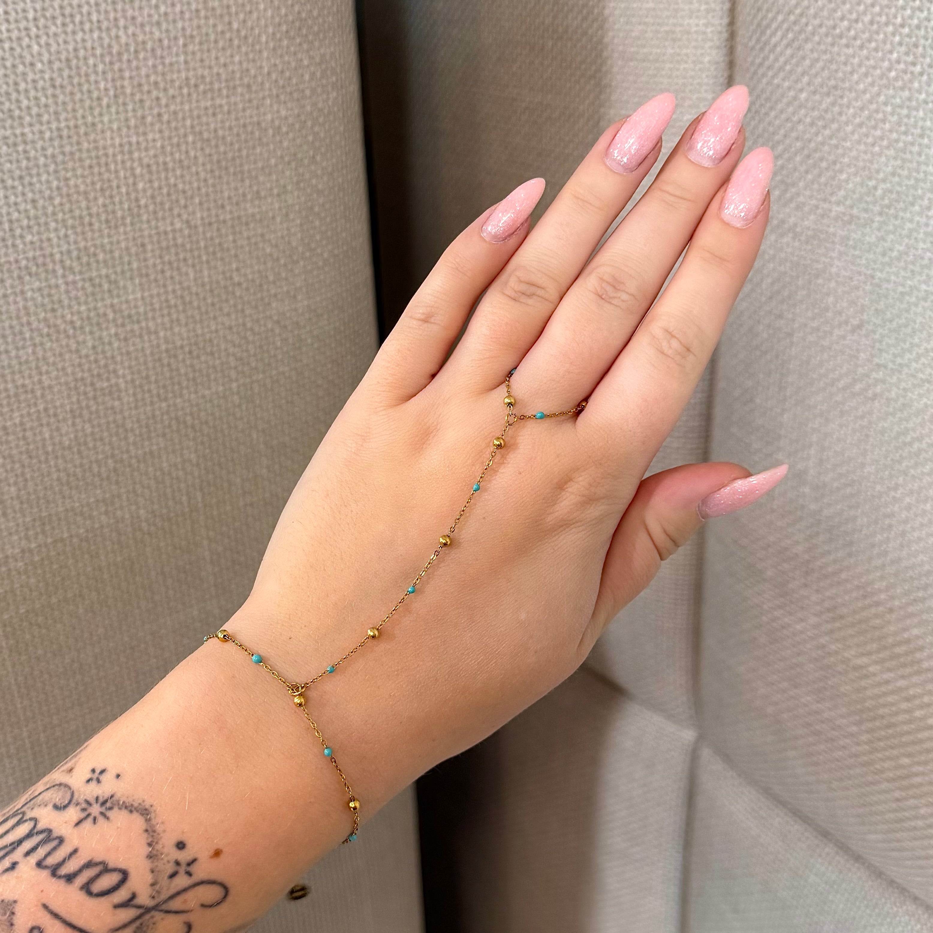 Handchain Disco Turquoise - Gold