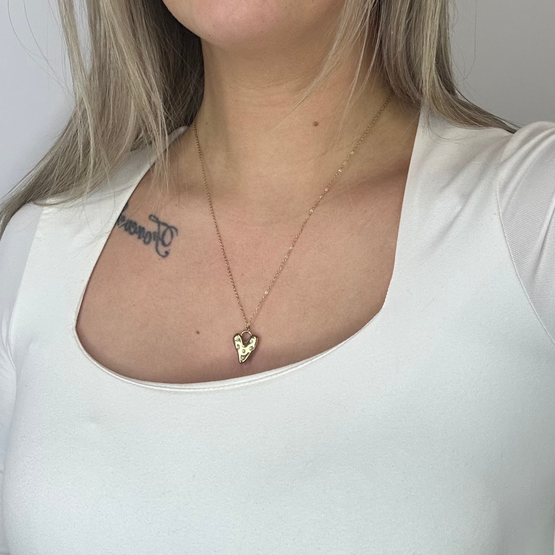 Parels Heart Mini Necklace 40 cm - Silver