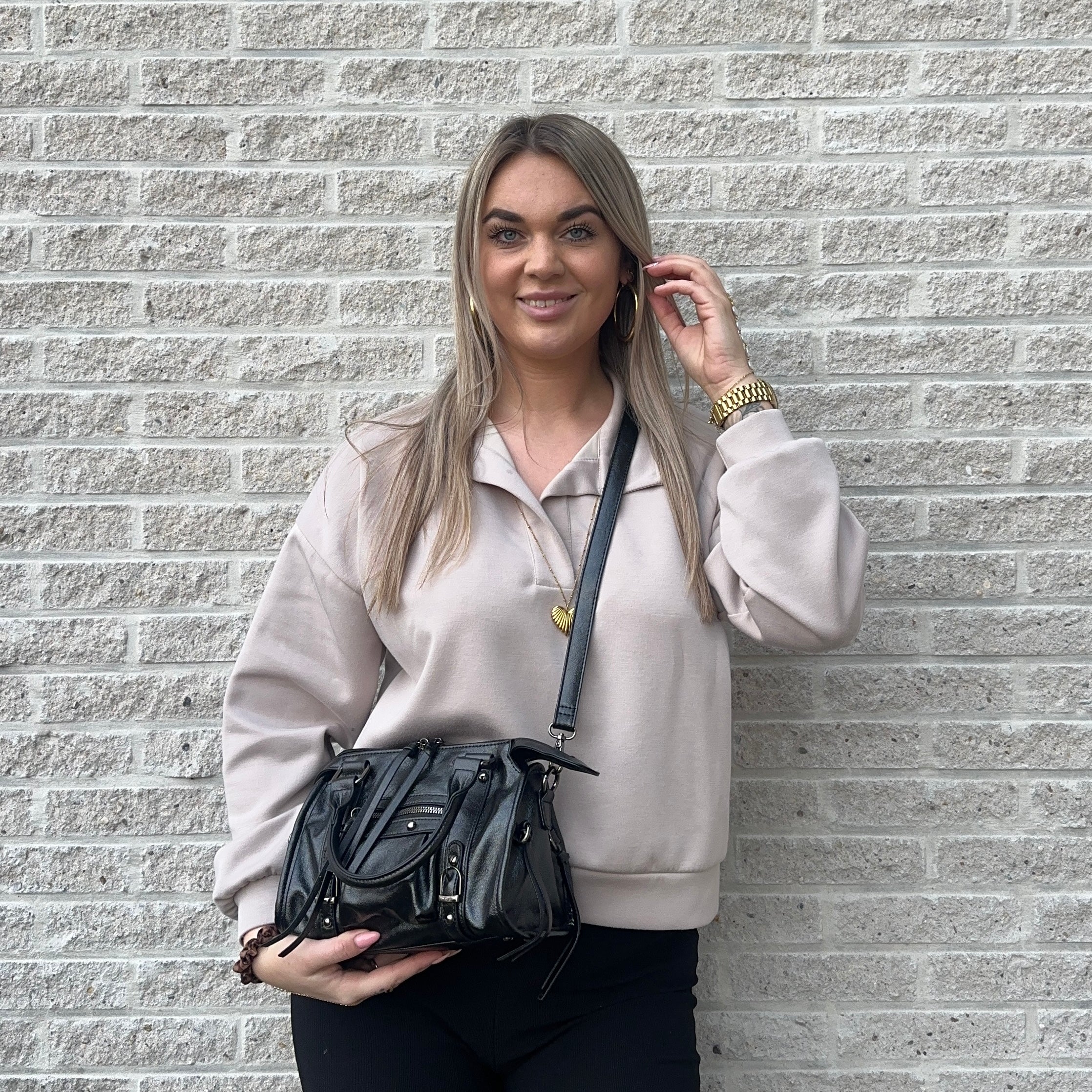 Liv Glowy Medium Tas - Metallic Zwart