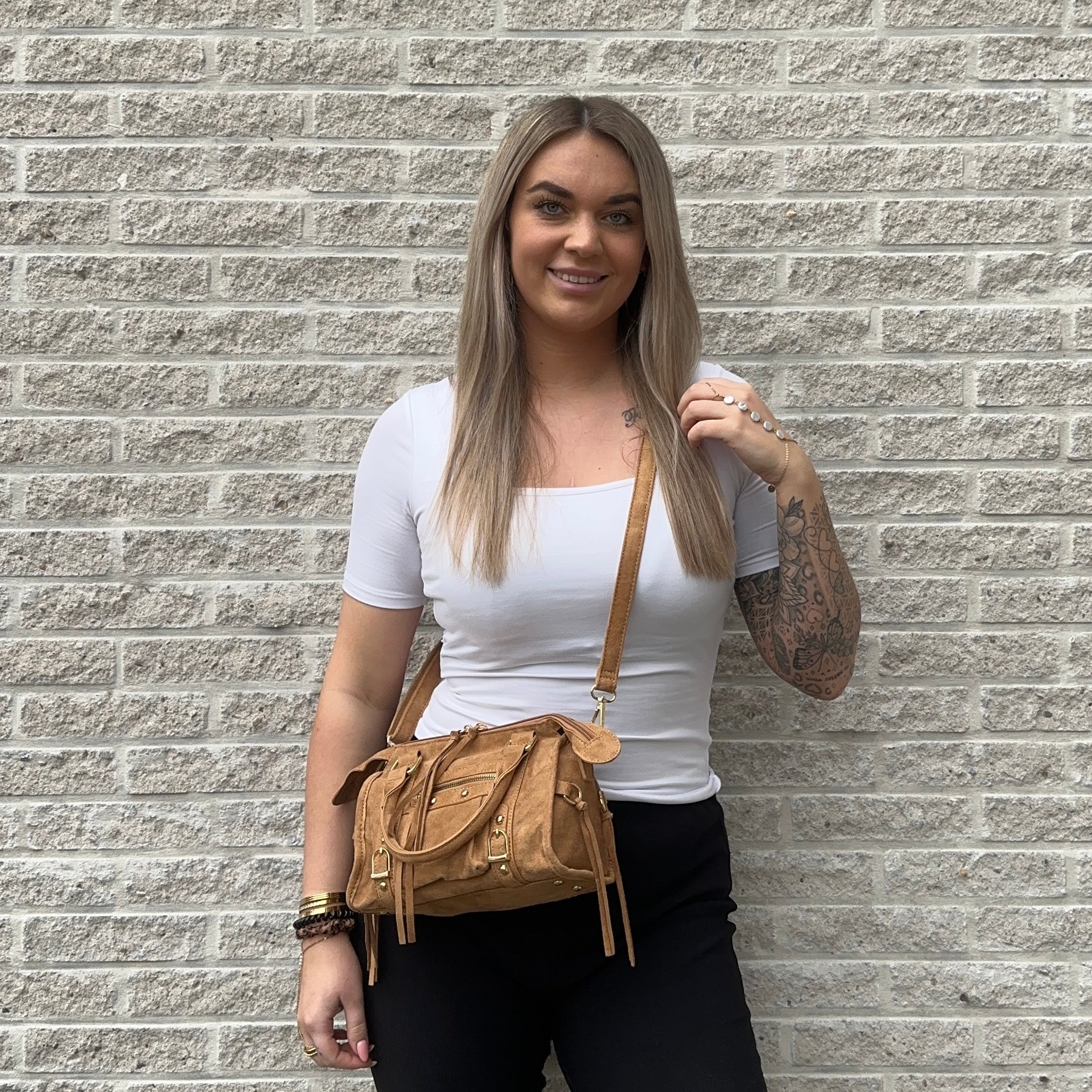 Liv Classic Suède Medium Tas - Camel