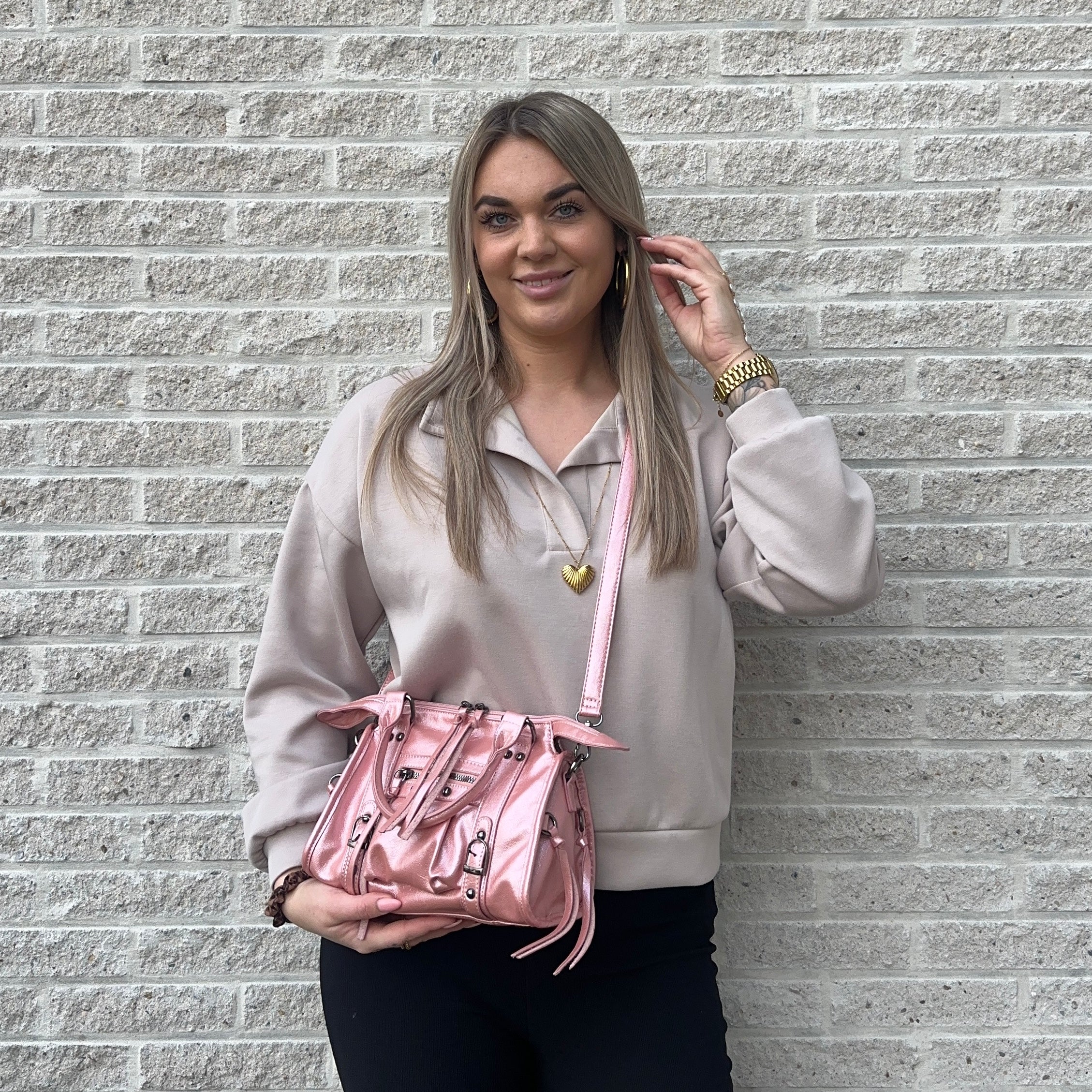 Liv Glowy Medium Tas - Metallic Roze