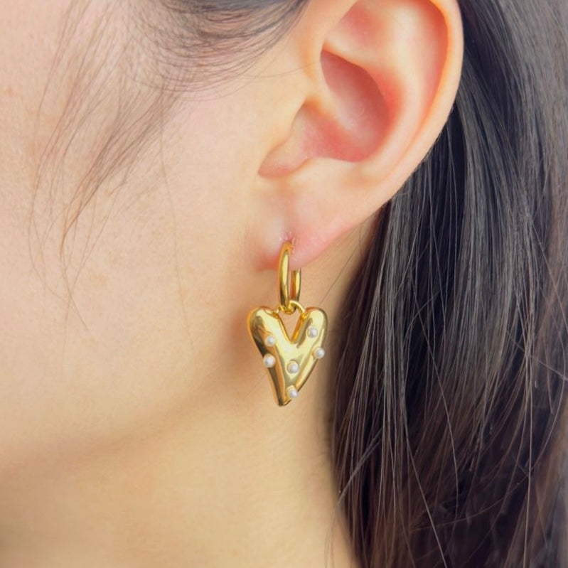 Parels Heart Mini Earrings - Silver