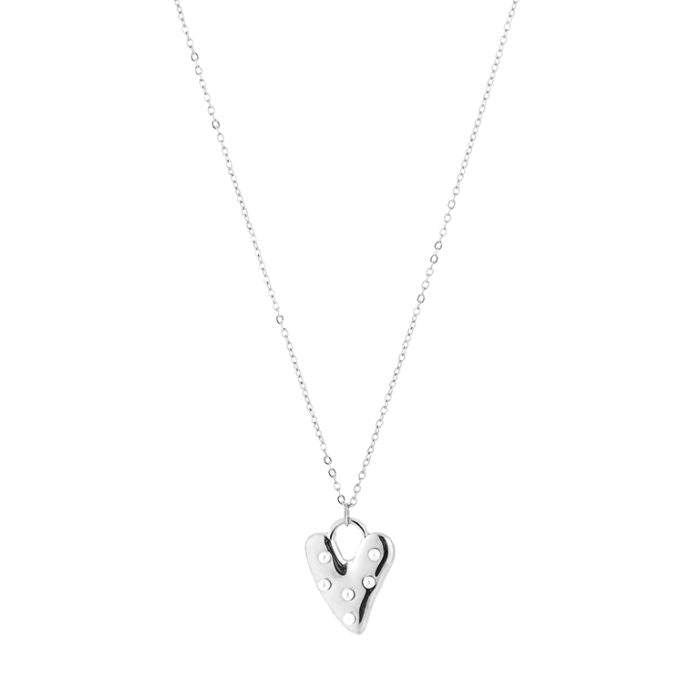 Parels Heart Mini Necklace 40 cm - Silver