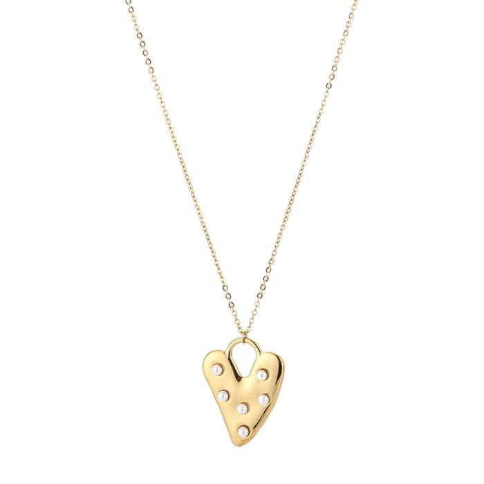 Parels Heart Necklace 80 cm - Gold