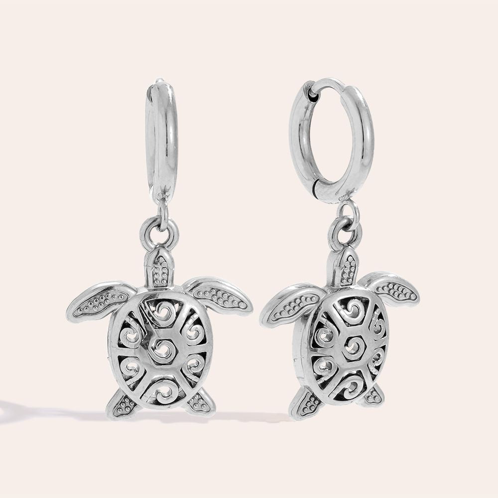 Classic Turtle Earrings - Silver