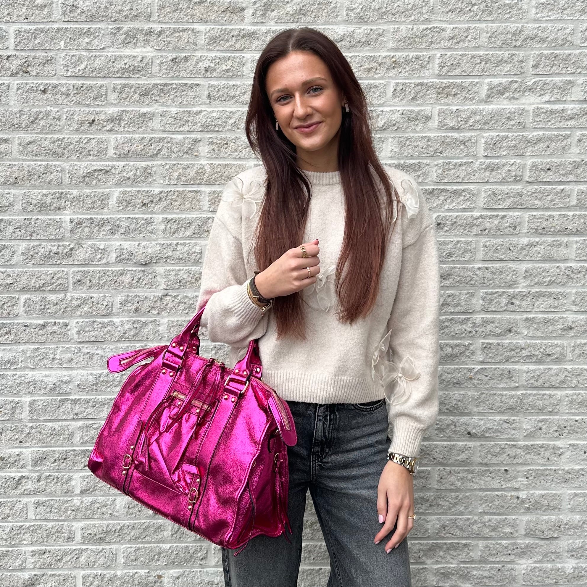 Liv Metallic XL Tas - Fuchsia Roze