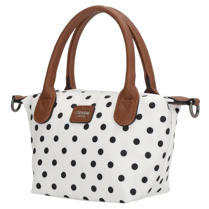 Charm London Small Tas - Polka Dot Wit