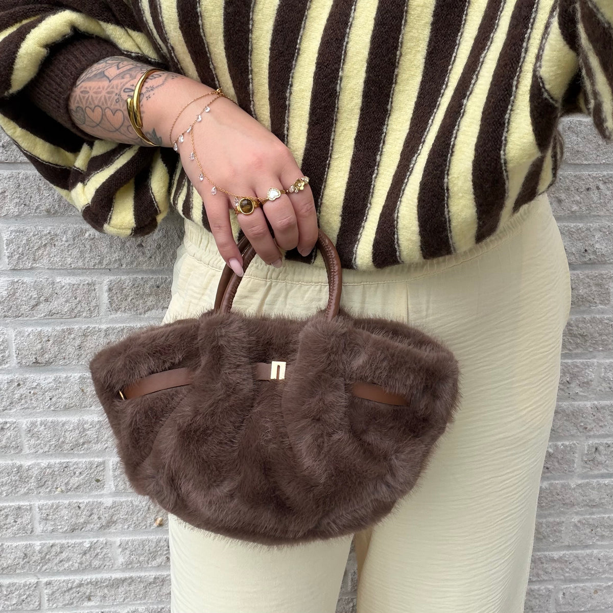 Marley Fluffy Small Tas - Coffee
