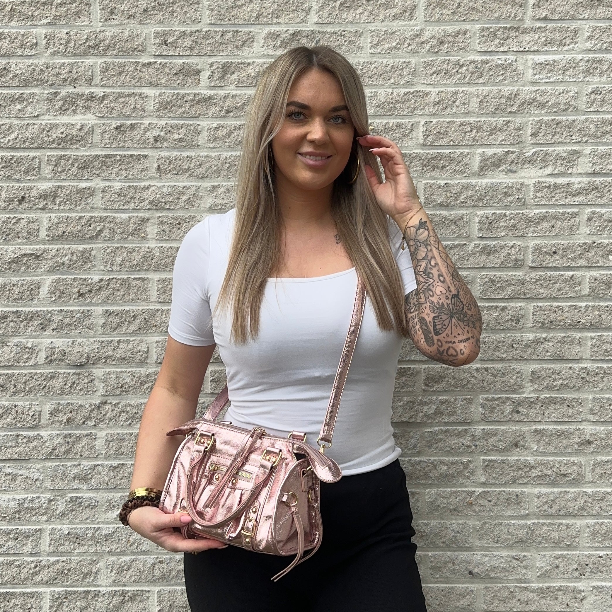 Liv Shiny Medium Tas - Metallic Roze