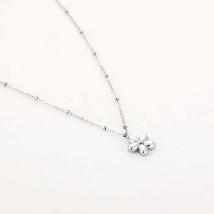 Flower Necklace 40 cm - Silver