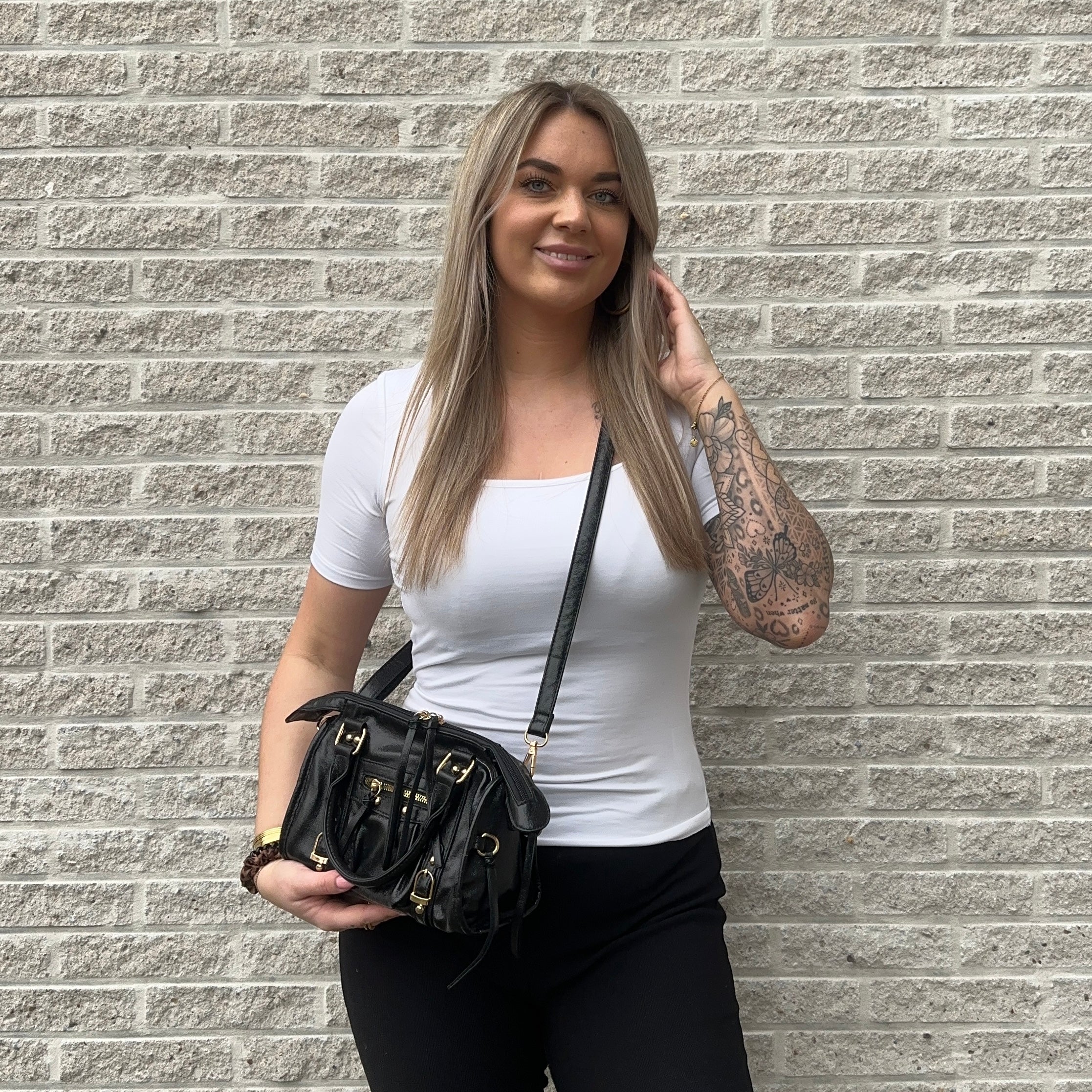 Liv Shiny Medium Tas - Metallic Zwart