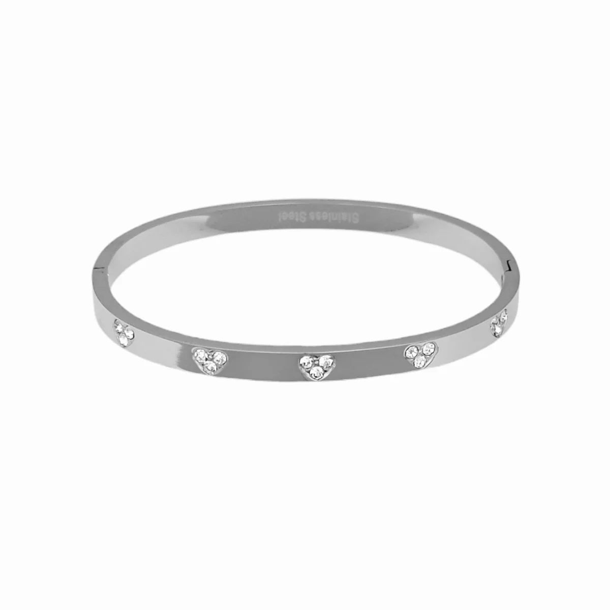 Bangle Diamond Heart Bracelet - Silver
