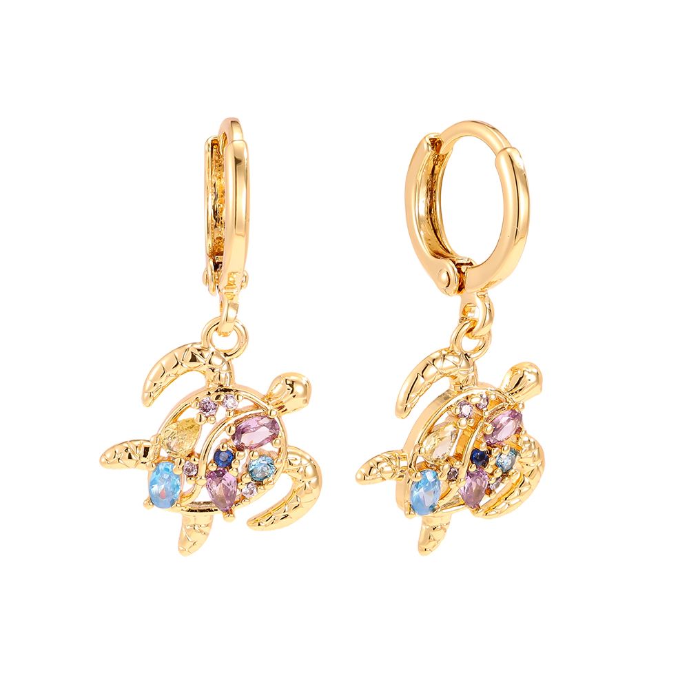 Zirkonia Turtle Earrings - Gold