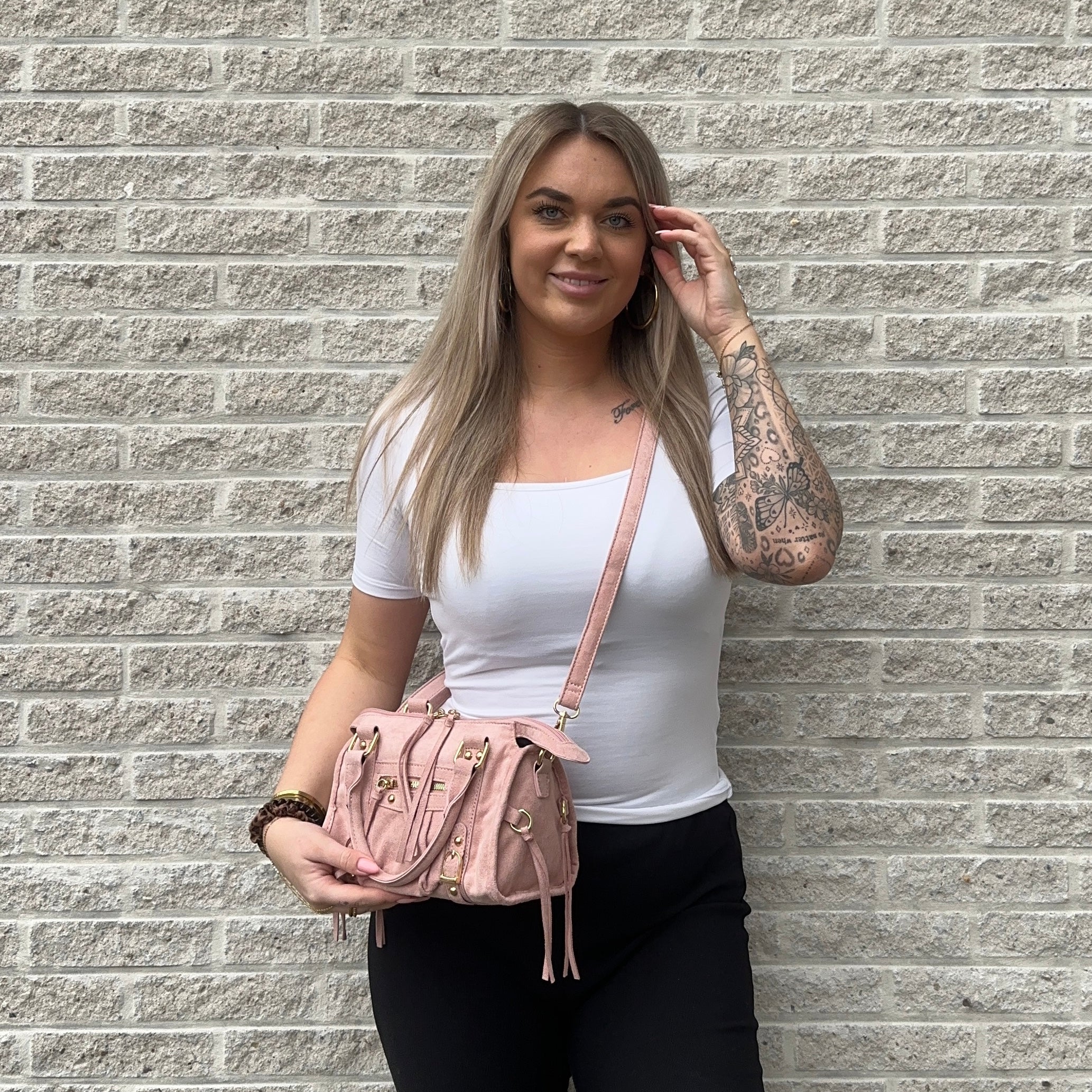 Liv Classic Suède Medium Tas - Roze