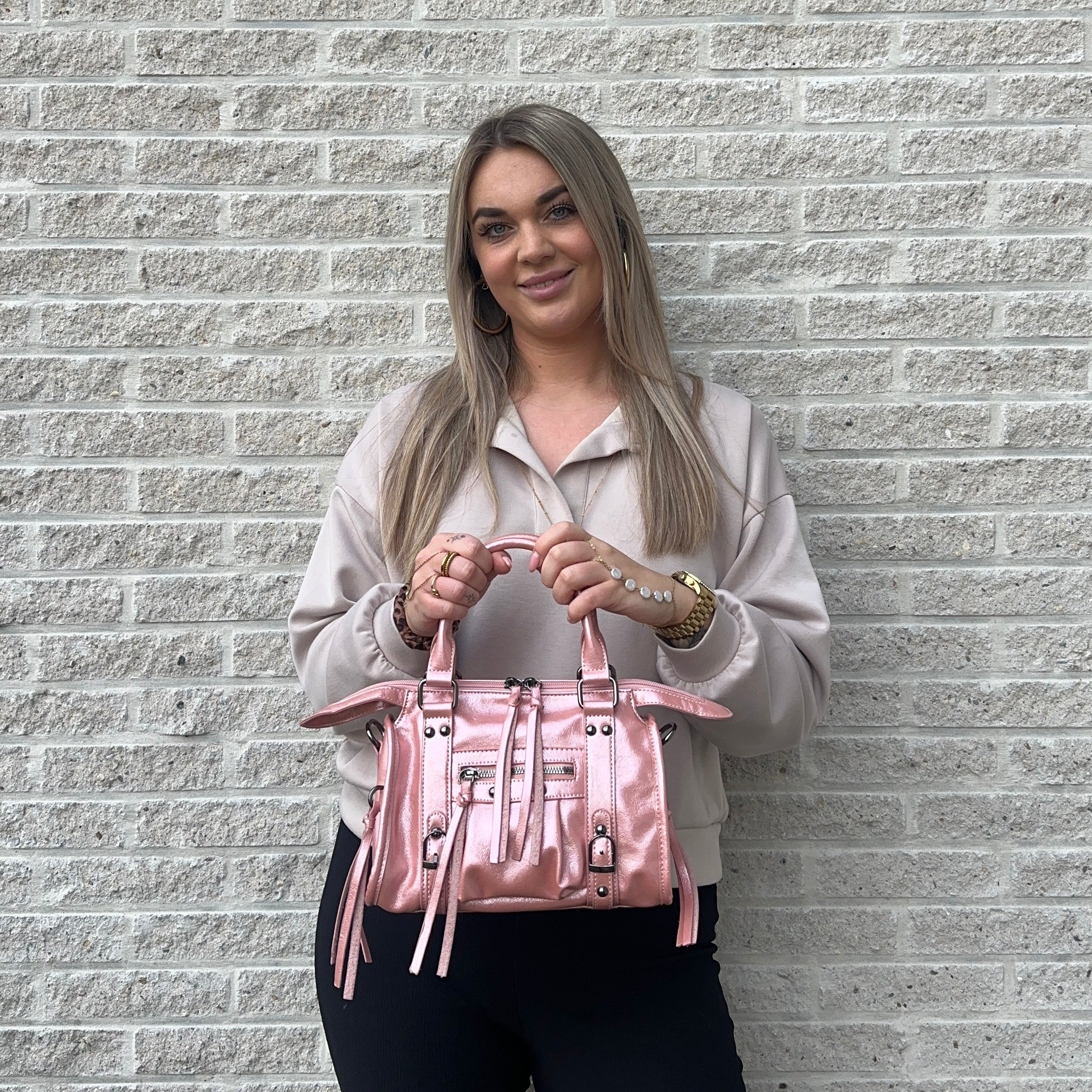 Liv Glowy Medium Tas - Metallic Roze