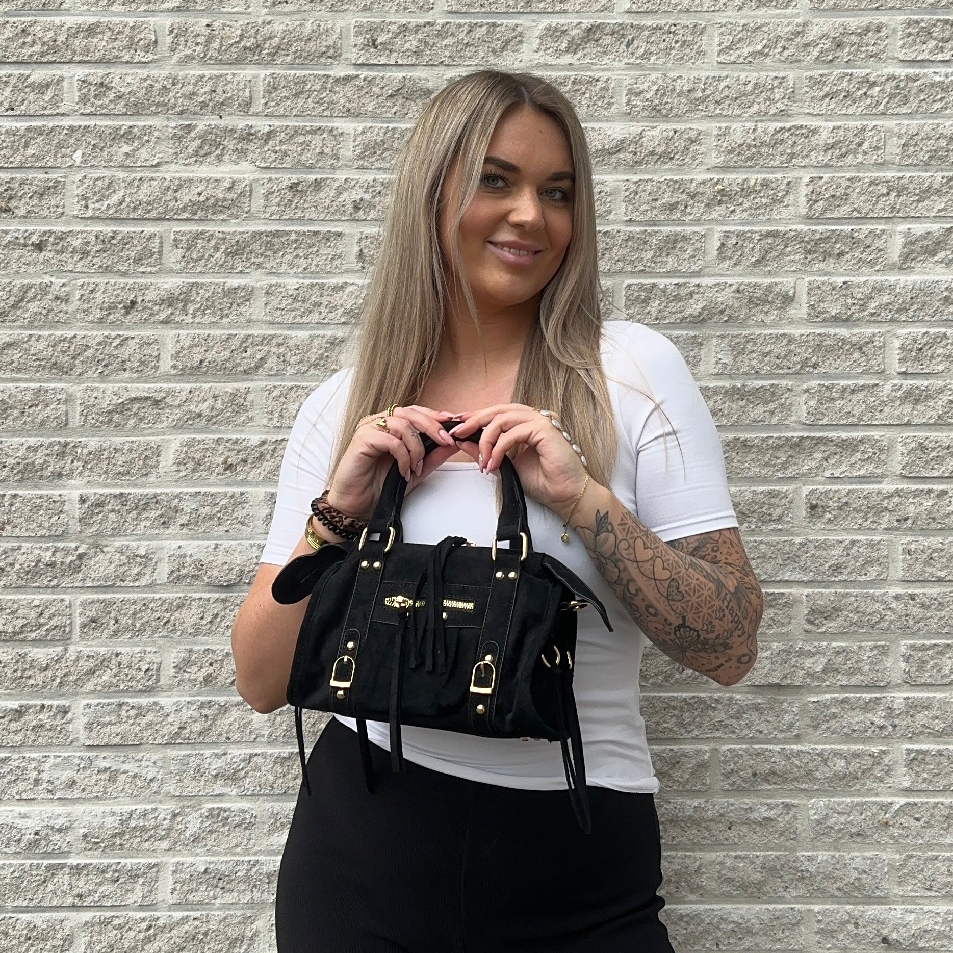 Liv Classic Suède Medium Tas - Zwart