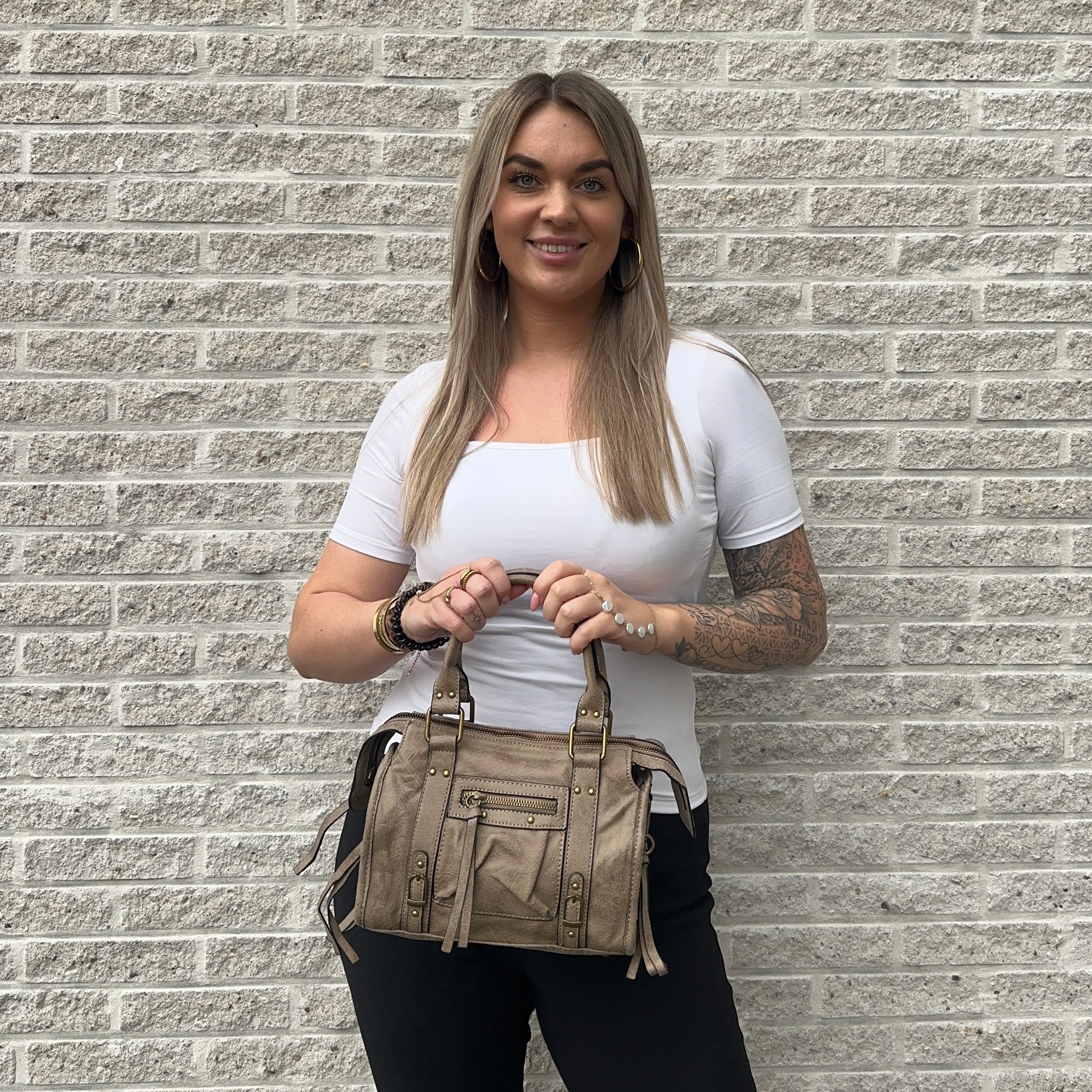 Liv Glossy Medium Tas - Khaki