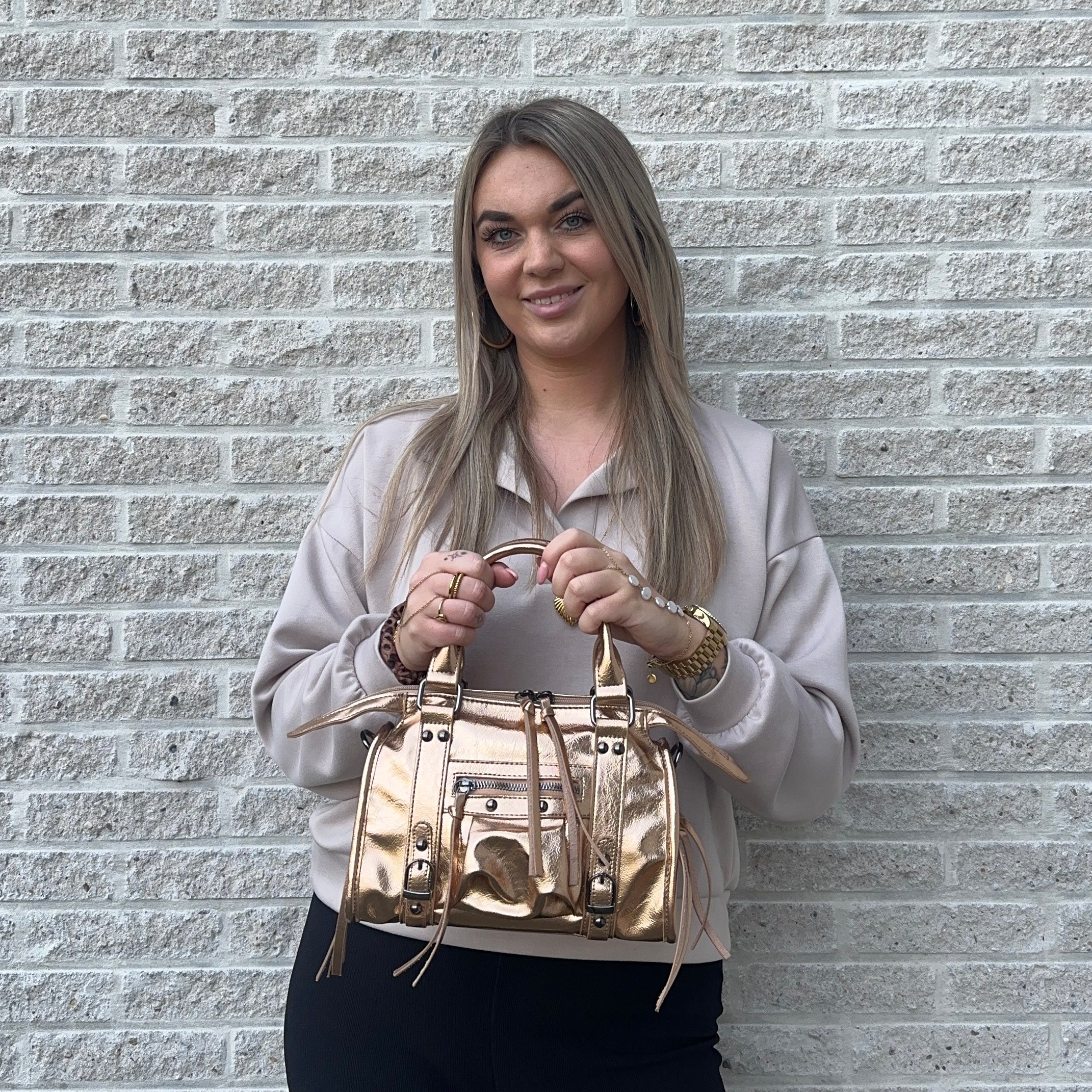 Liv Glowy Medium Tas - Glitter Rosé