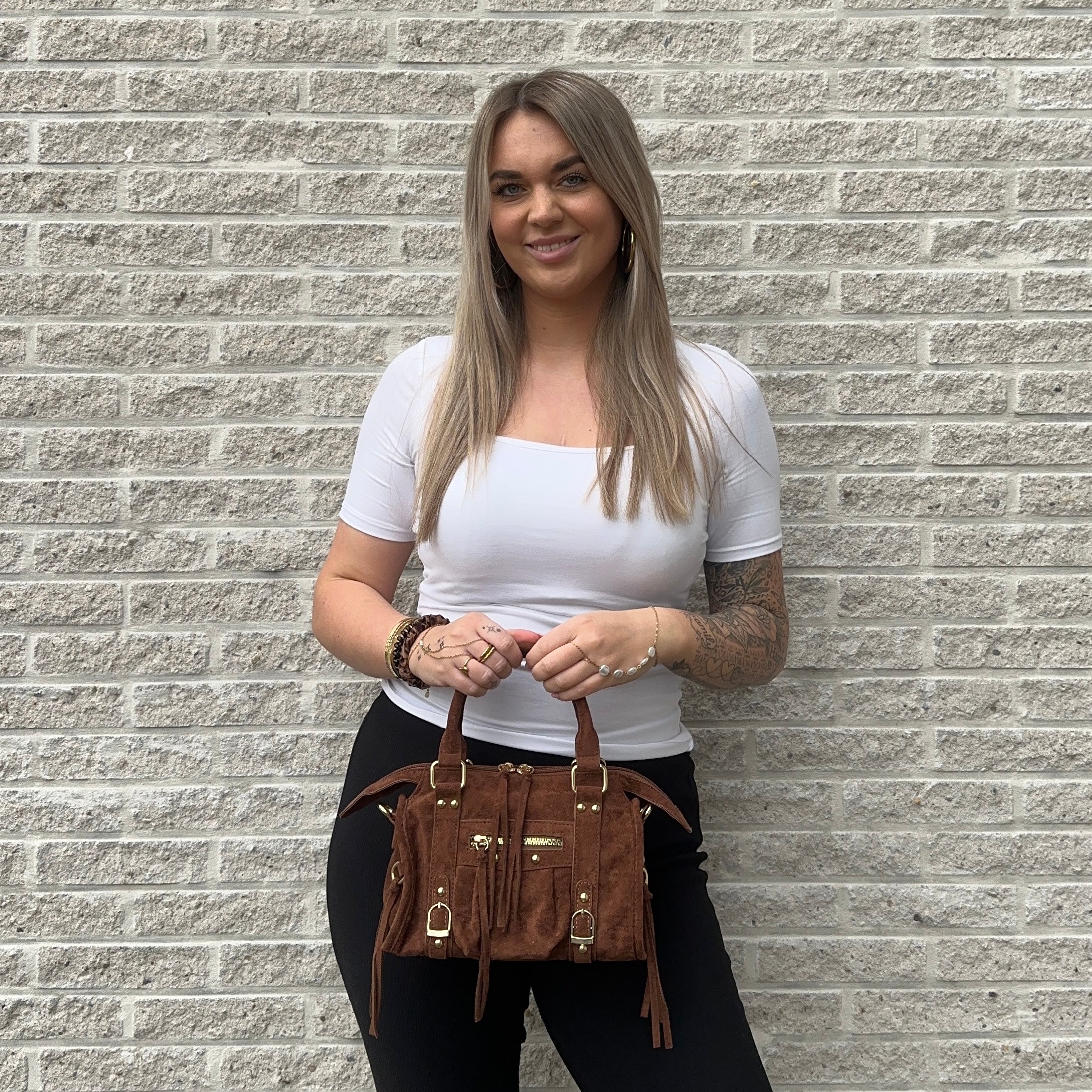 Liv Classic Suède Medium Tas - Bruin