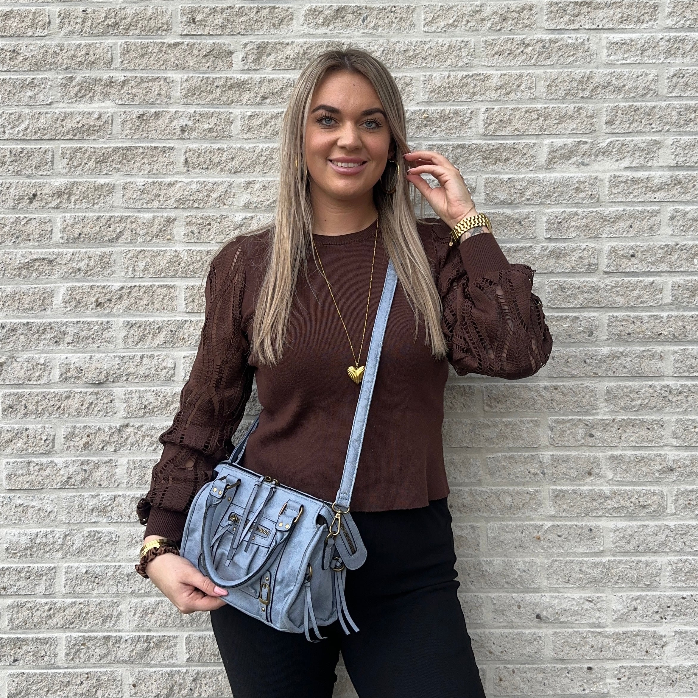 Liv Blossom Medium Tas - Jeans