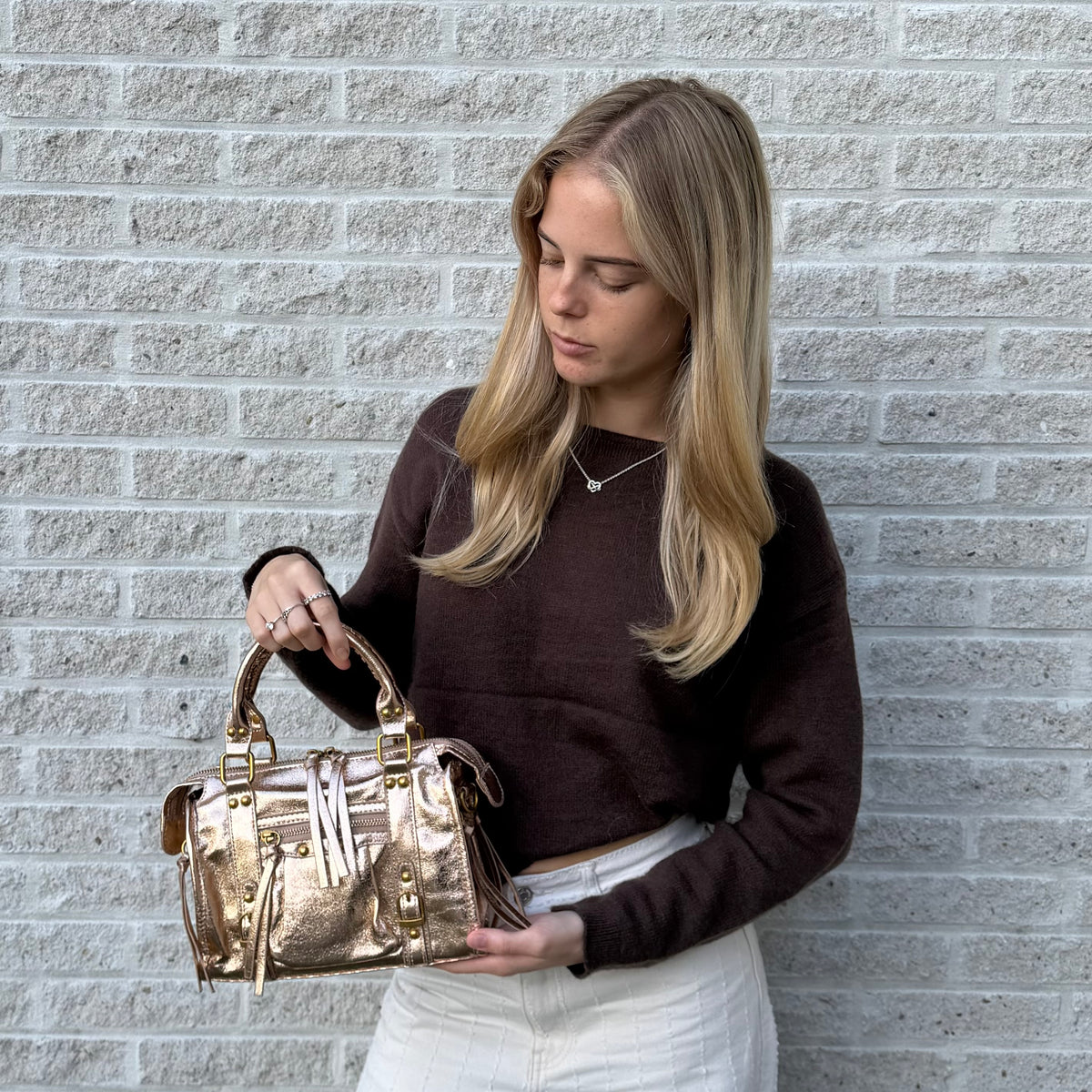 Liv Glitter Medium Tas - Rosé