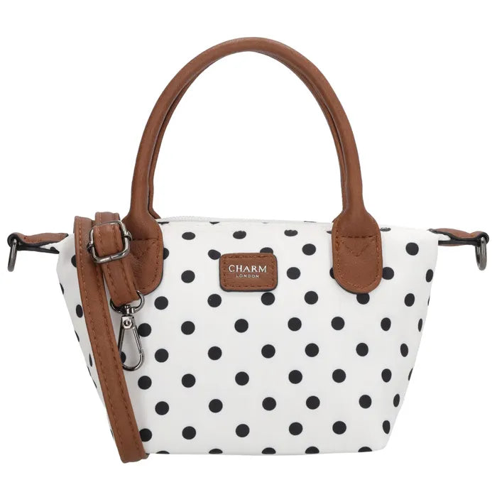 Charm London Small Tas - Polka Dot Wit