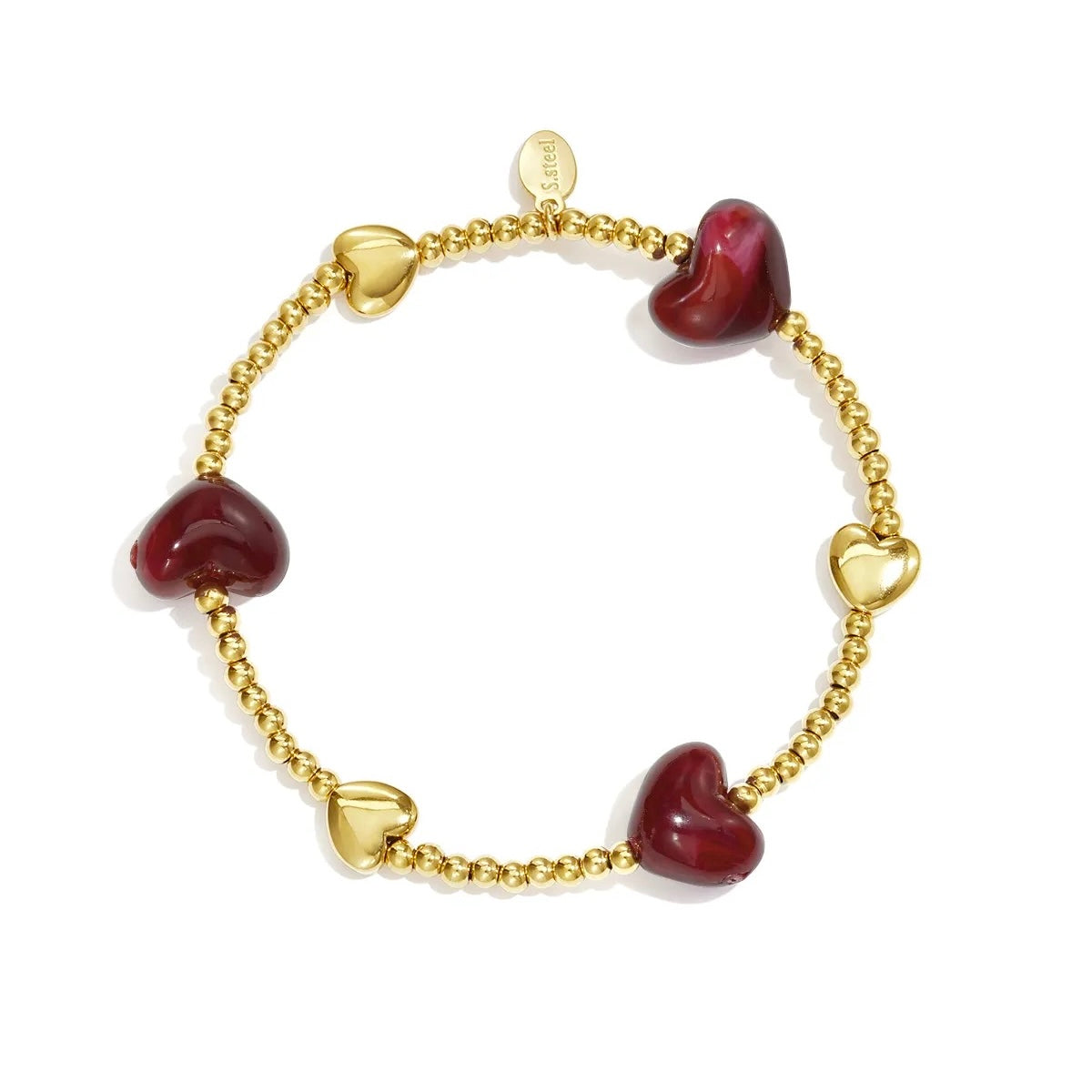 Ruby Bordeaux Bracelet - Gold