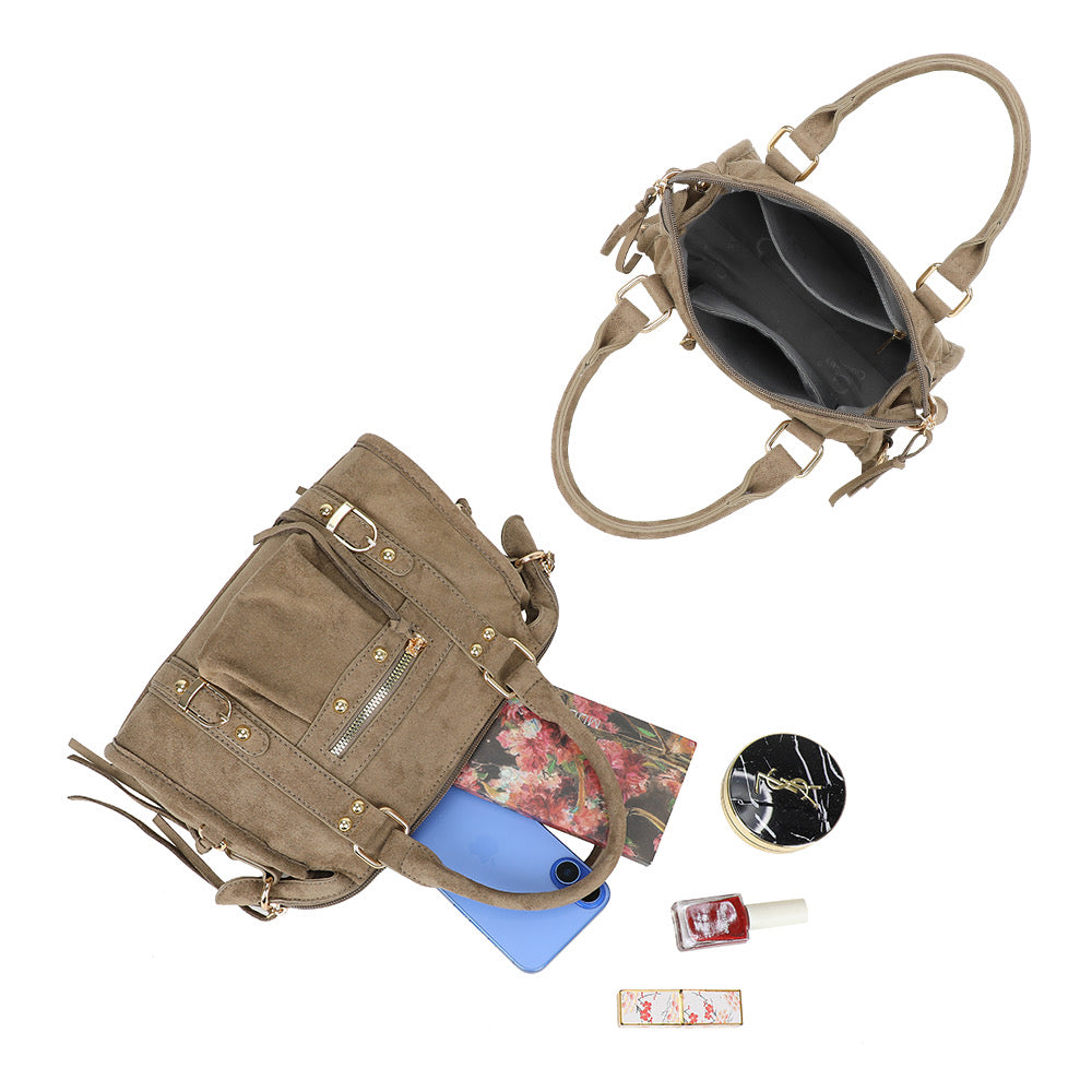 Liv Classic Suède Medium Tas - Taupe