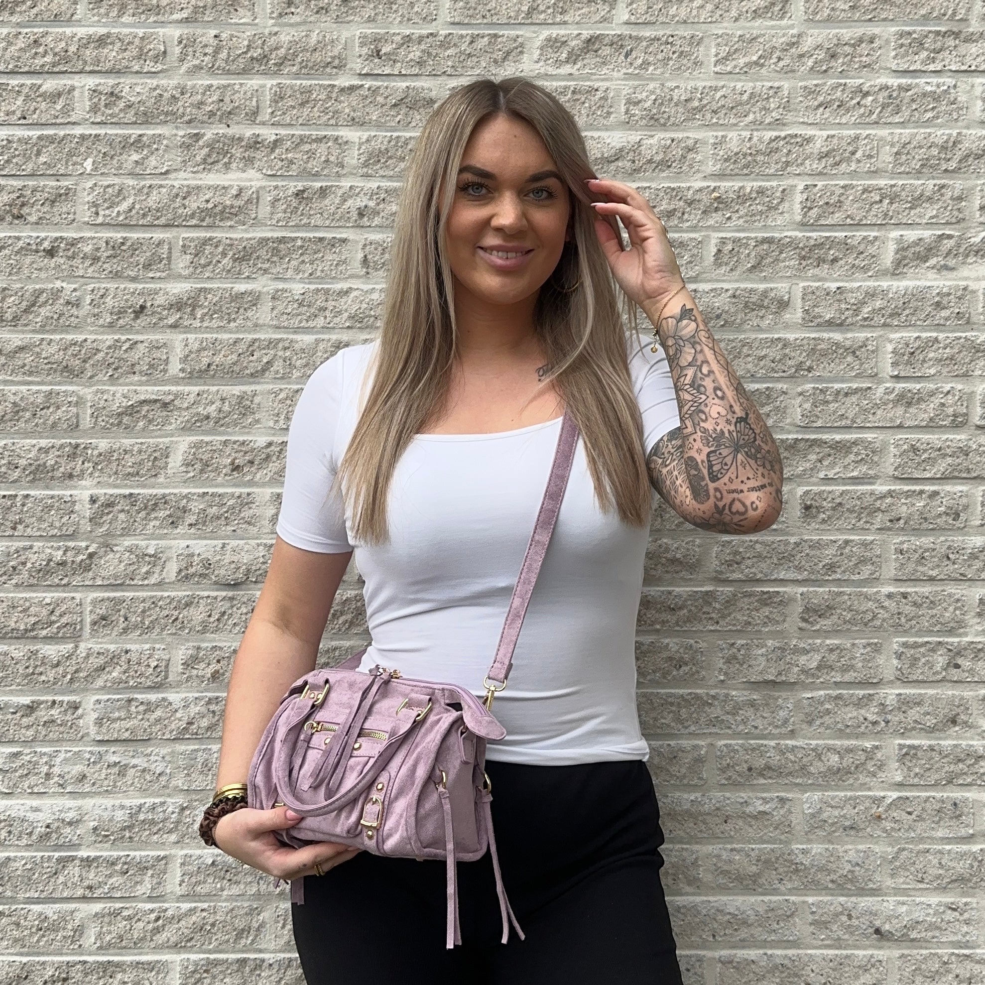 Liv Classic Suède Medium Tas - Lila