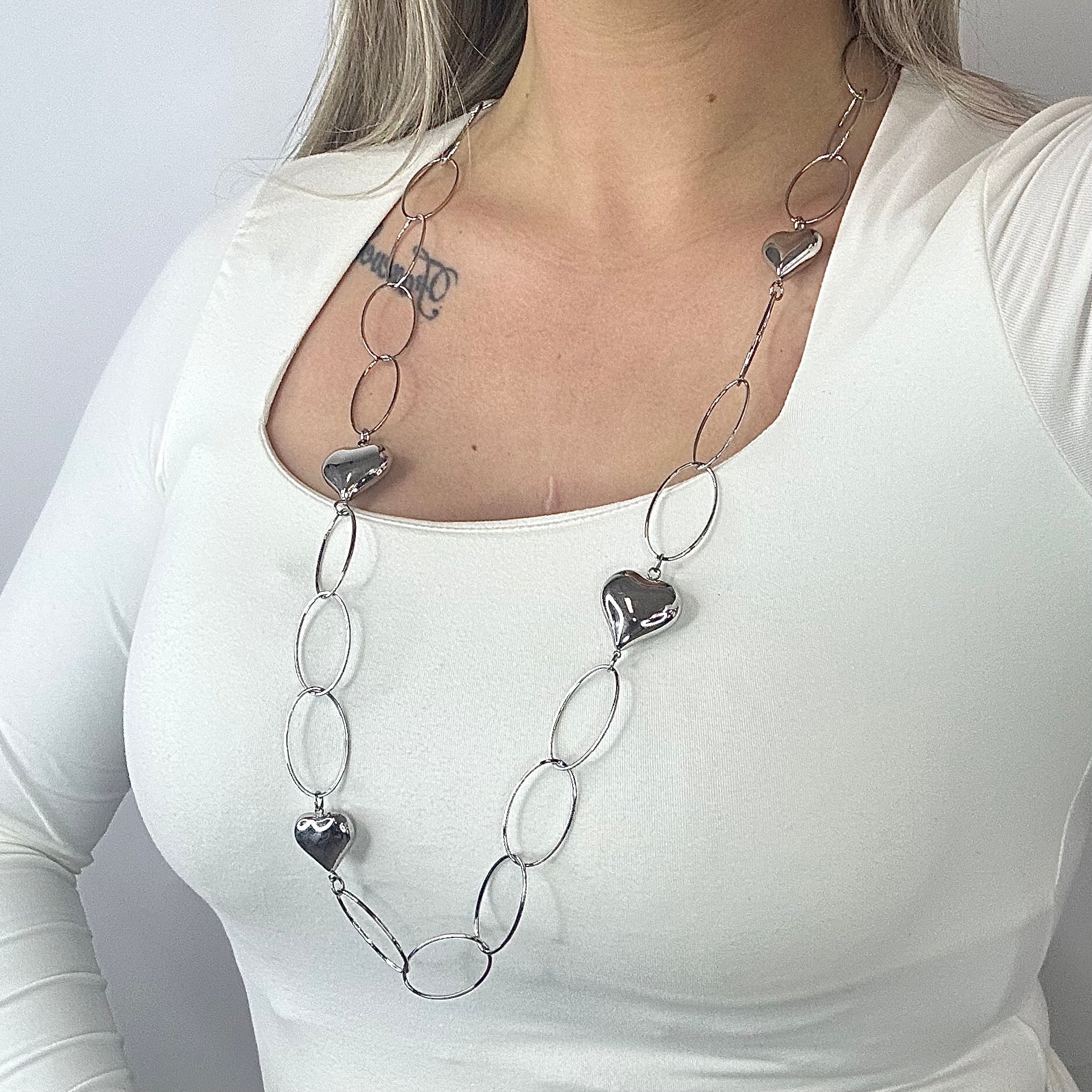 Pip Necklace 85 cm - Silver