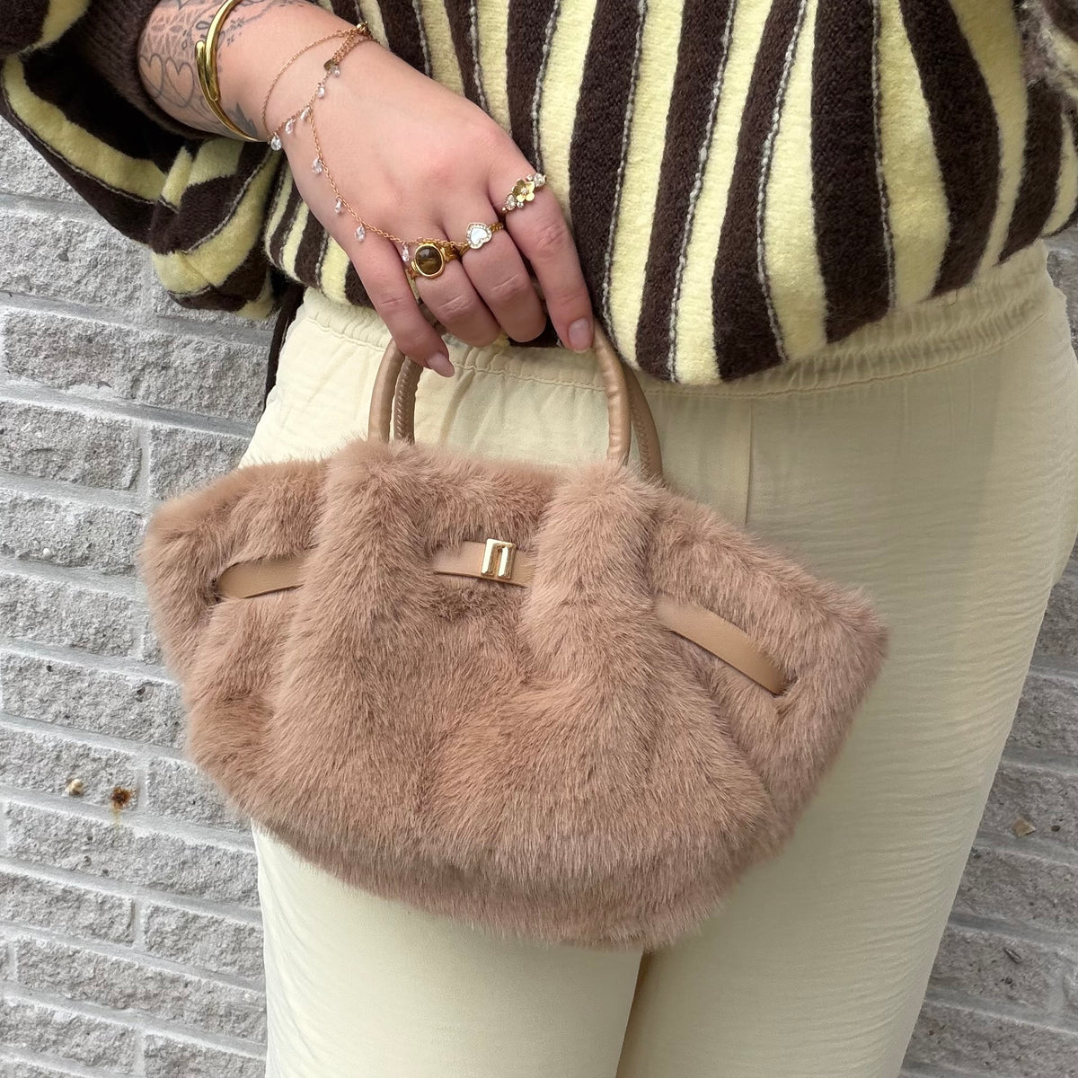 Marley Fluffy Small Tas - Camel