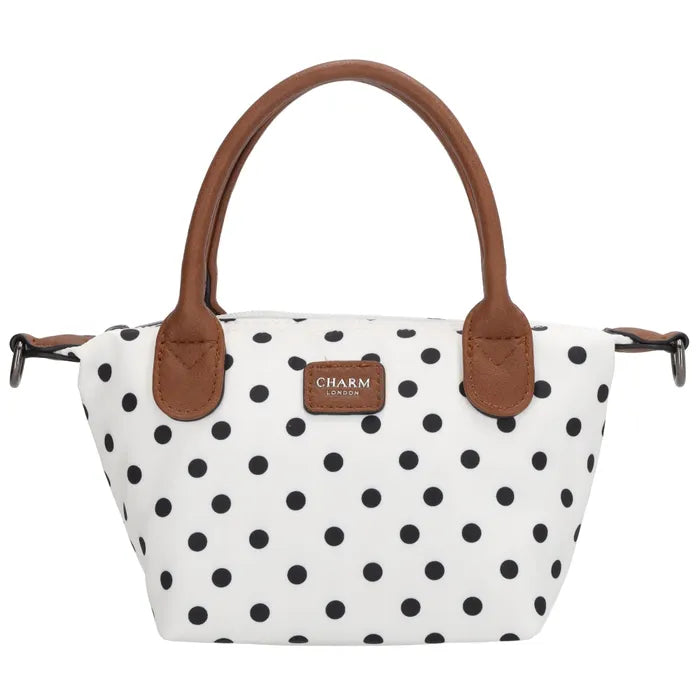 Charm London Small Tas - Polka Dot Wit
