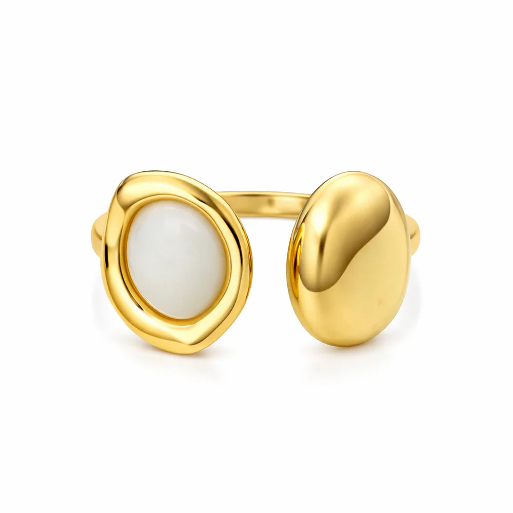 Elara White Ring - Gold