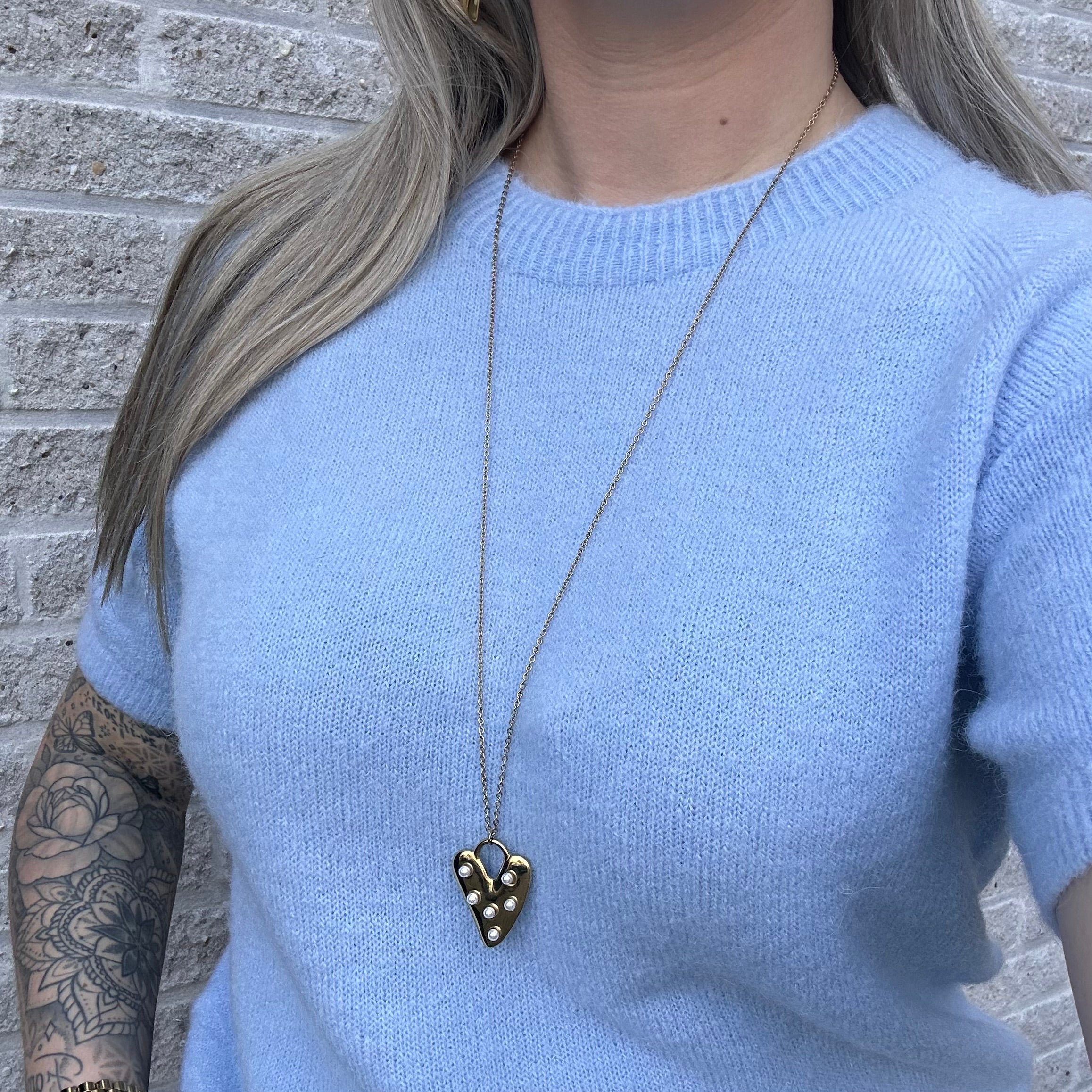 Parels Heart Necklace 80 cm - Gold