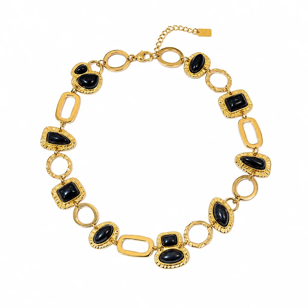 Puck Black Necklace 42 cm - Gold