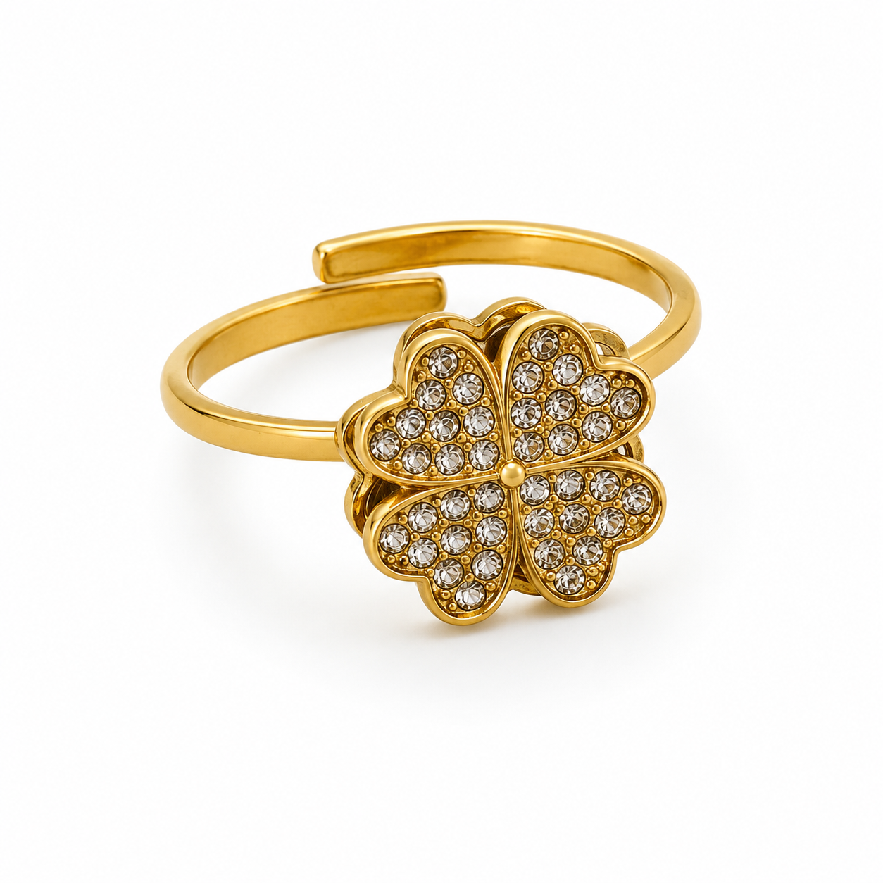 Stress Anti-Stress Clover Ring - Gold